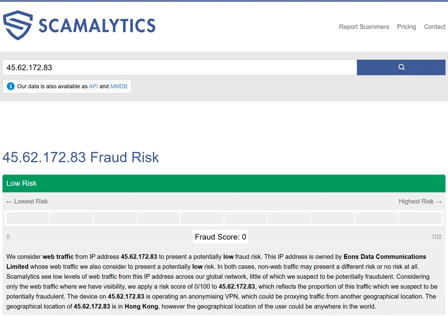 Scamalytics 倒还算干净